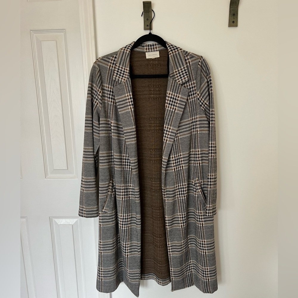 Melloday Long Plaid Oversize Blazer Size S
